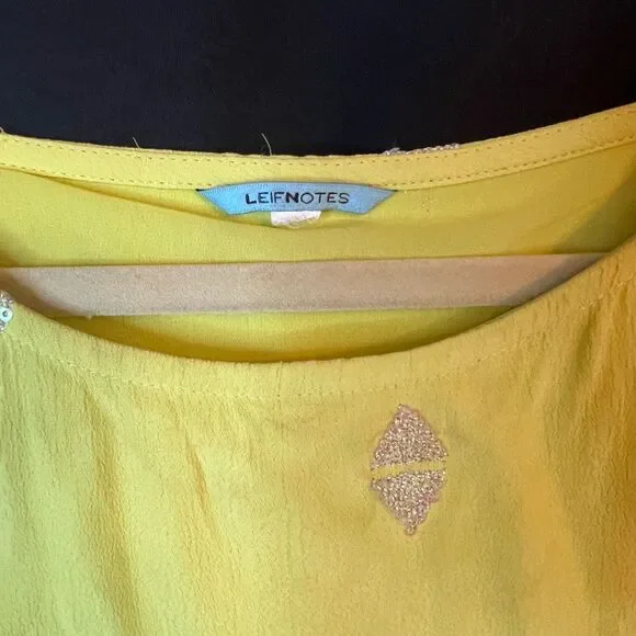 LEIFNOTES Anthropologie Ponderosa Boho Dress Sequins Yellow Tank Sleeveless‎ 12 - Picture 4 of 10